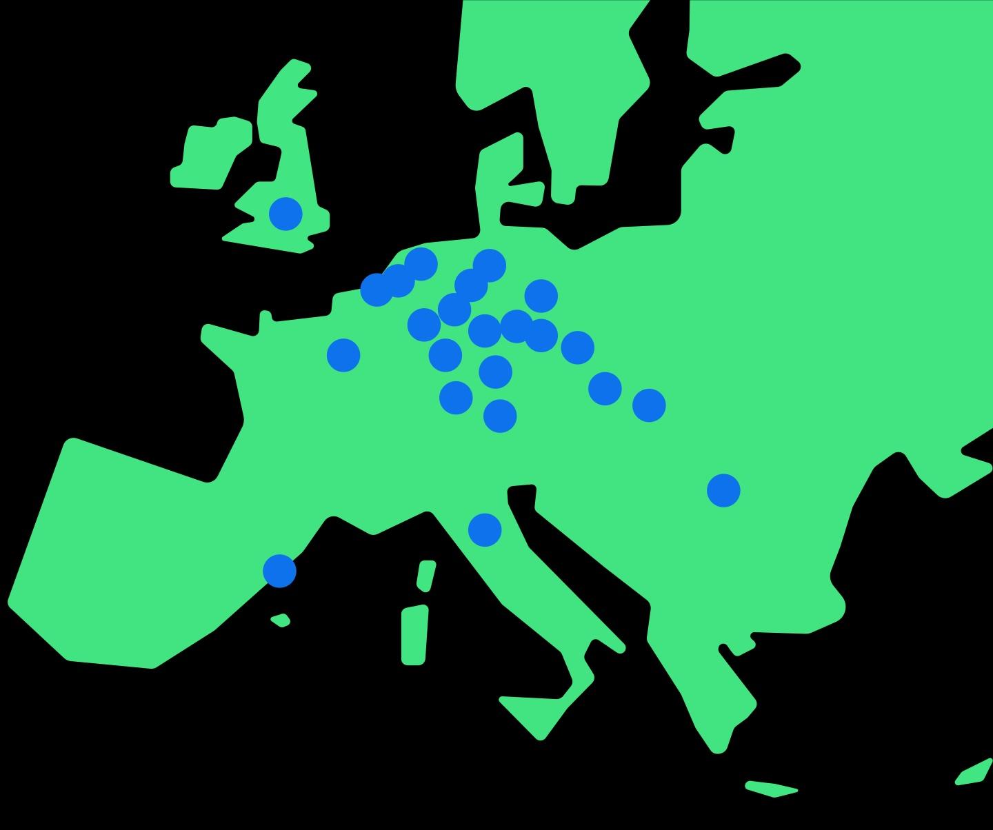 Europakarte mit Standorten von Event Hotels